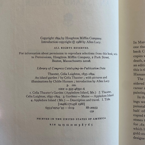 Houghton Mifflin An Island Garden Teal Gilt Slipcase Book 1988 Cottagecore OS - Picture 6 of 16
